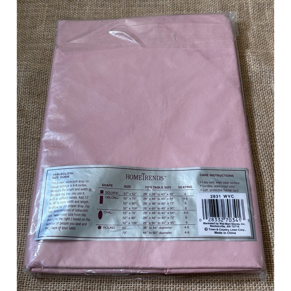 New Light Pink Vinyl Flannel Back Tablecloth 60 Inch Round Cottage Core - Picture 2 of 3